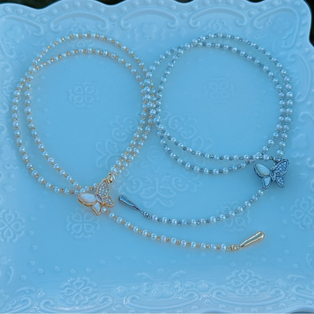 26X240 New Handmade 3-4mm Freshwater Pearl Long Dainty Necklace 25”